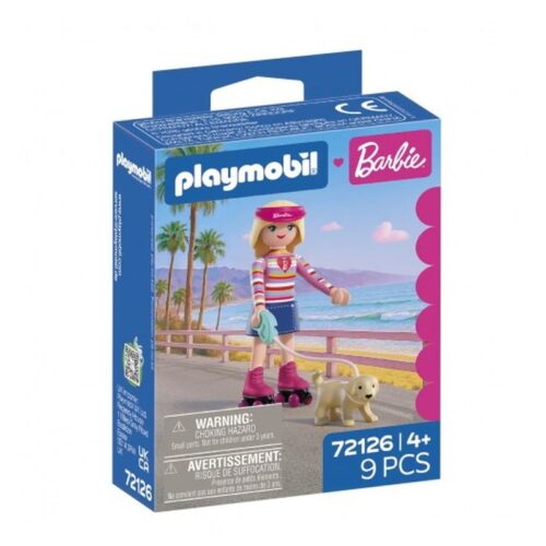 Playmobil 72126 Barbie Malibú con patines y paseando su perrito