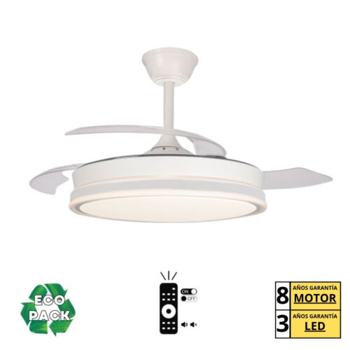 Ventilador de Techo NAO DC Blanco con Luz LED 4400 Lúmenes 3 Tonos – Motor Silencioso y Función Invierno/Verano