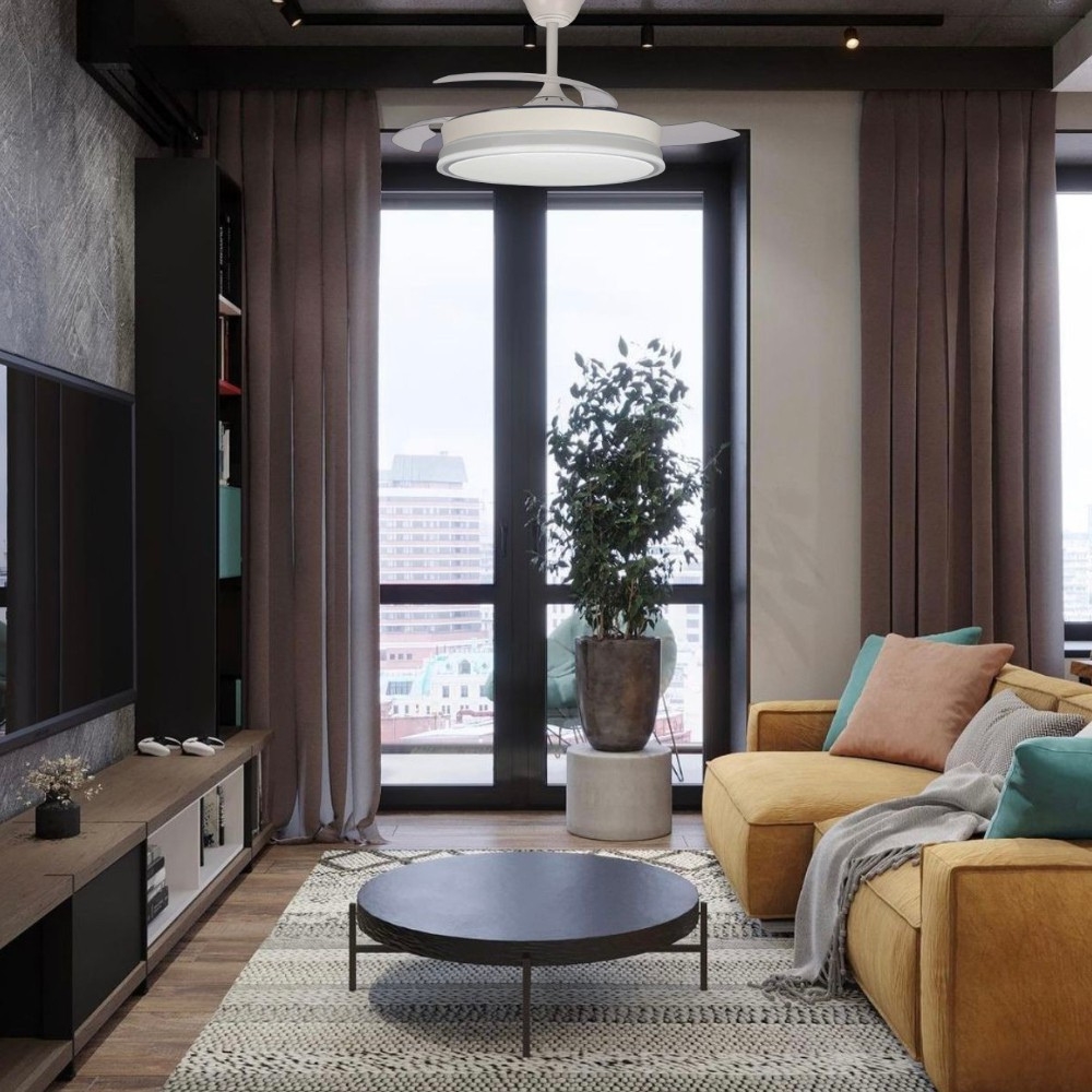 Ventilador de Techo NAO DC Blanco con Luz LED 4400 Lúmenes 3 Tonos - Motor Silencioso y Función Invierno/Verano - Imagen 2