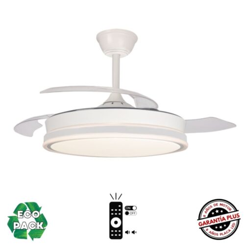 Ventilador de Techo NAO DC Blanco con Luz LED 4400 Lúmenes 3 Tonos – Motor Silencioso y Función Invierno/Verano