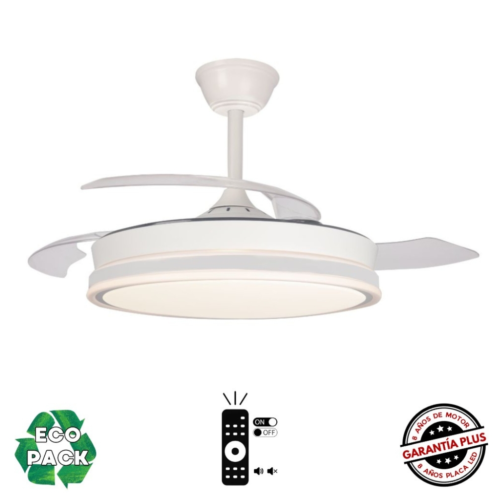 Ventilador de Techo NAO DC Blanco con Luz LED 4400 Lúmenes 3 Tonos - Motor Silencioso y Función Invierno/Verano