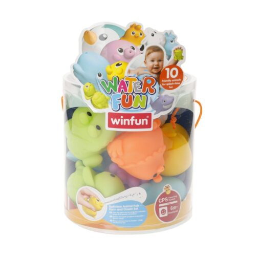 Colorbaby Set de 10 animales de baño Granja y Océano Winfun 39376