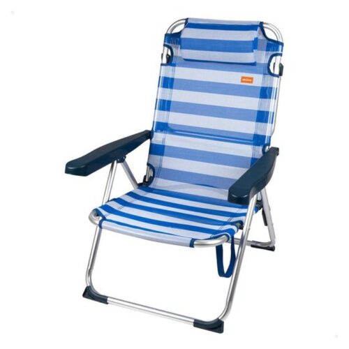 Aktive silla de playa plegable rayas azules y blancas máximo 110kg 62640
