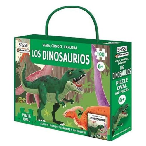 Set Libro + Puzzle viaja, conoce y explora los dinosaurios 100 43389