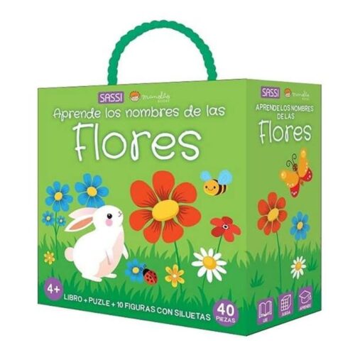 Set Libro + figuras + Puzzle Aprende el nombre de las flores Manolito Books 35151