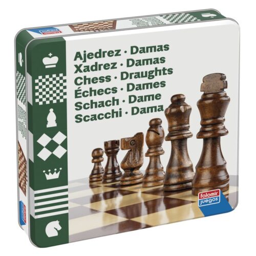 Juego de damas y ajedrez caja de lata Falomir 34002