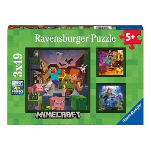 Ravensburger Puzzle infantil 3×49 piezas Minecraft 5621