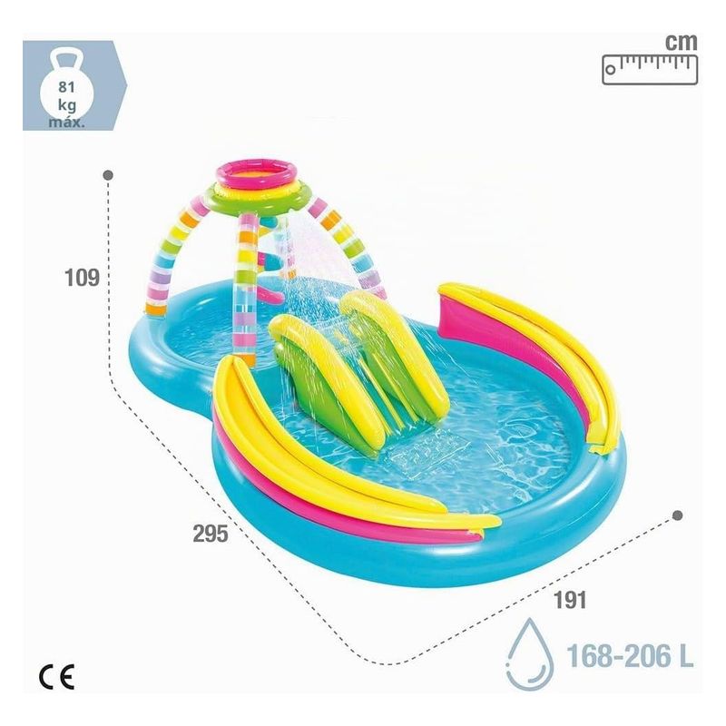 Piscina de juegos hinchable Cono Arco Iris con tobogán y pelotas 295x191x109cm Intex 56137 - Imagen 2