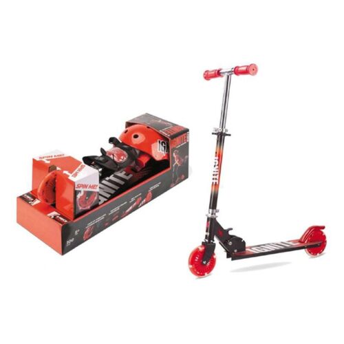 Patinete de dos ruedas con protecciones y casco Mondo rojo y negro 25556-00C004