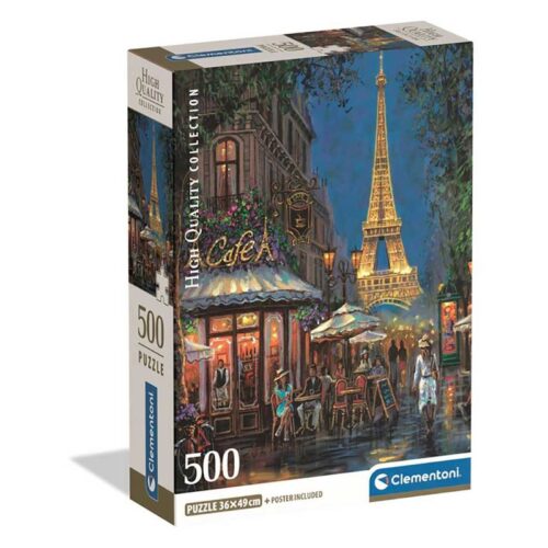 Clementoni Puzzle 500 piezas Noche en el café Eiffel con poster 35577