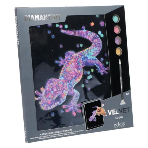 Manualidades Diamantiny Level Up cuadro Gecko con fondo terciopelo Nice 96716