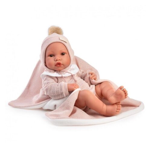 Antonio Juan Muñeca Recién nacida Erika con toquilla rosa 42cm 50440