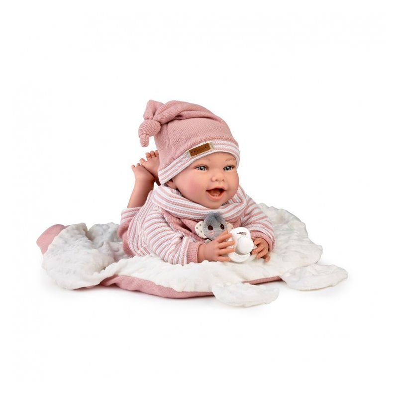 Muñeca Guca con peso Martina 42cm con jersey de rayas y gorro de lana 10324 - Imagen 2
