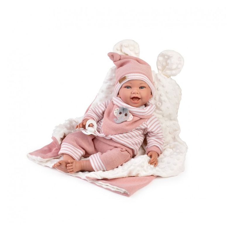 Muñeca Guca con peso Martina 42cm con jersey de rayas y gorro de lana 10324