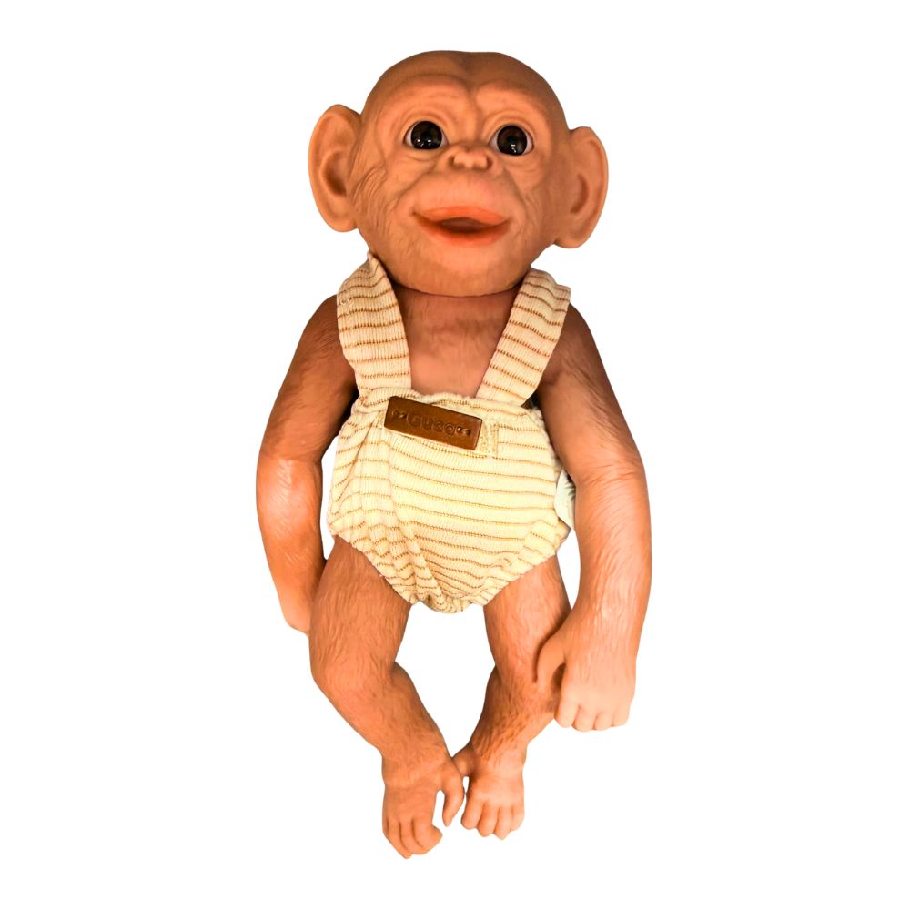 Muñecas Guca Mono Reborn con peto de rayas 32cm 502