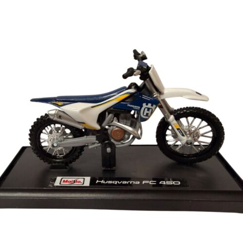 Maisto Moto Croos Husqvarna FC 450 blanca y azul escala 1:18 71557