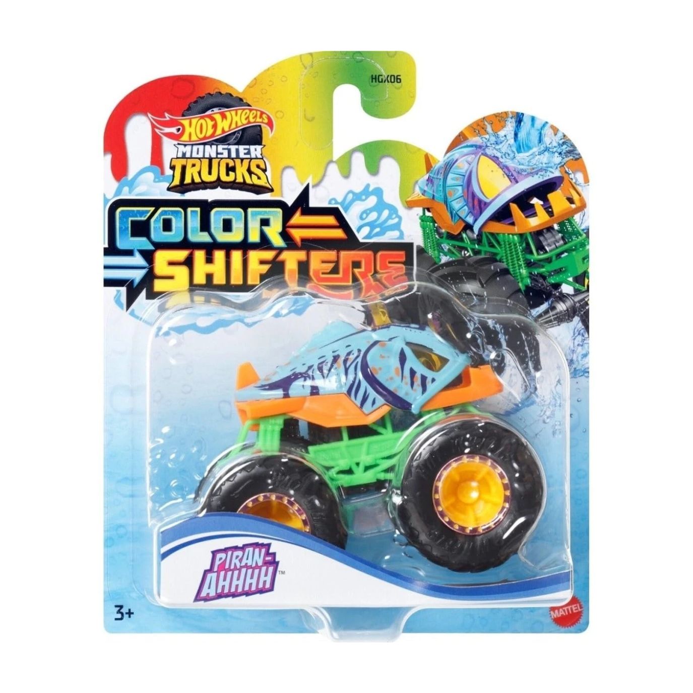 Hot Wheels Monster Trucks Color Shifters Piran-ahhh escala 1:64 JDV93