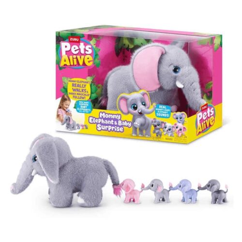 Pets Alive Mamá elefante con bebés sorpresa Zuru 9570